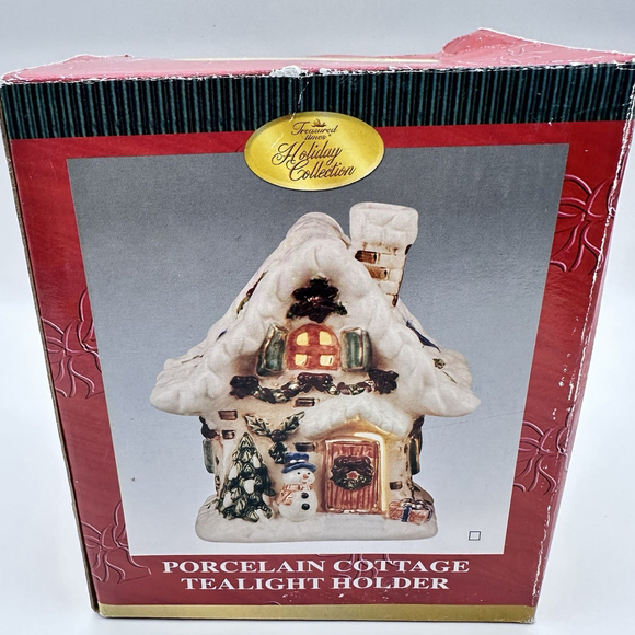 Porcelain Cottage Tea light Holder- Treasured Times Holiday Collection - Picture 6 of 7